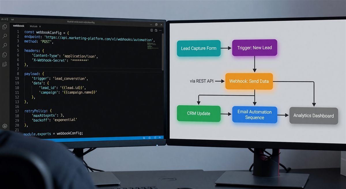 Webhook configuration code with marketing automation flow